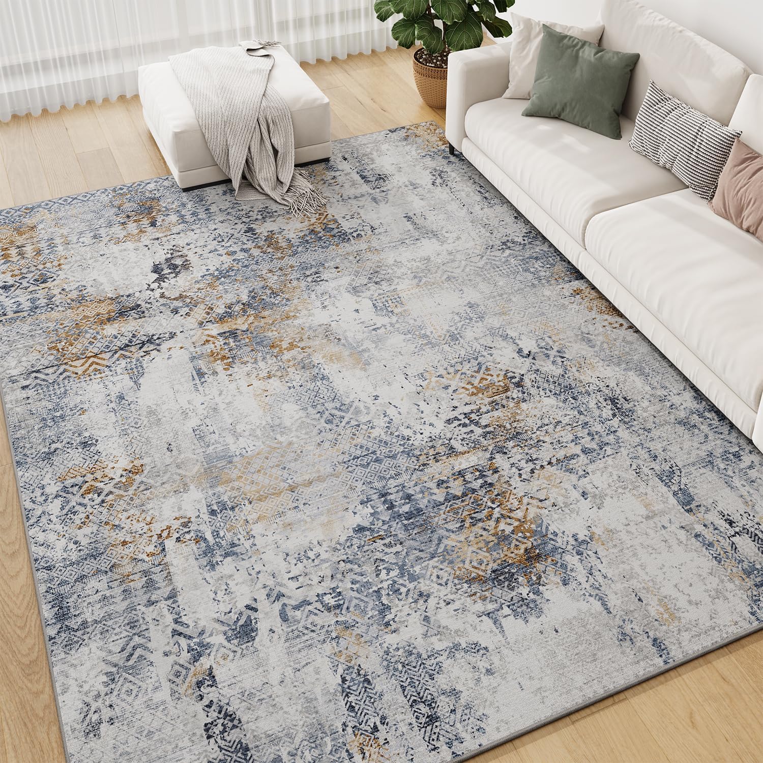 8x10 Area Rugs for Living Room Soft Washable Stain Resistant