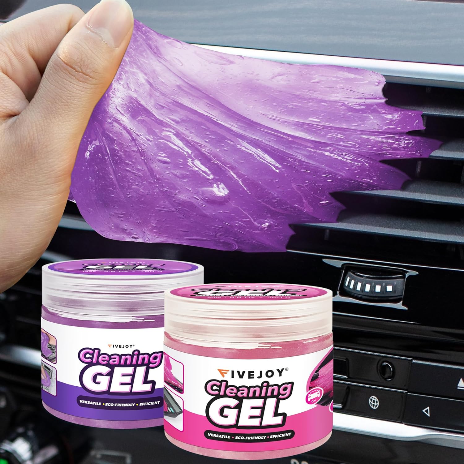 Reusable Car Cleaning Gel Duo: Pink & Purple