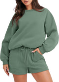 Women 2 Piece Oversized Sweat Shorts Set - Casual Lounge Tracksuit