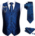 Men's Silk Paisley Vest Tie Bowtie Set - 7PC Formal Matching Set