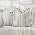 Gray Striped Pillow Covers 26x26 in Pack of 2 - Farmhouse Fringe Chic