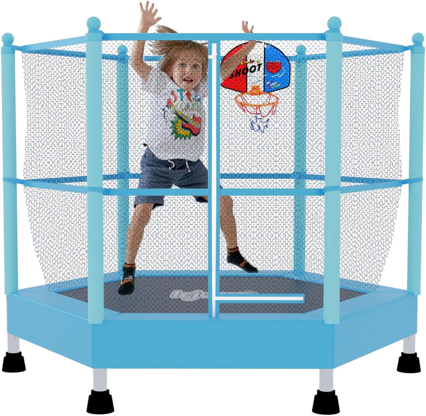 LeJump 55in 60in Toddler Trampoline with Enclosure Net for Kids