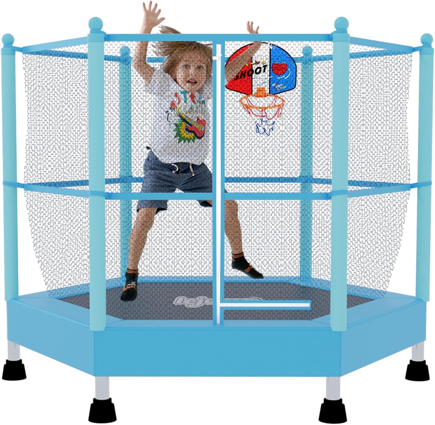 LeJump 55in 60in Toddler Trampoline with Enclosure Net for Kids