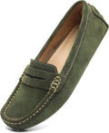 Women's Suede Leather Penny Loafers - Classic Slip-On Flats