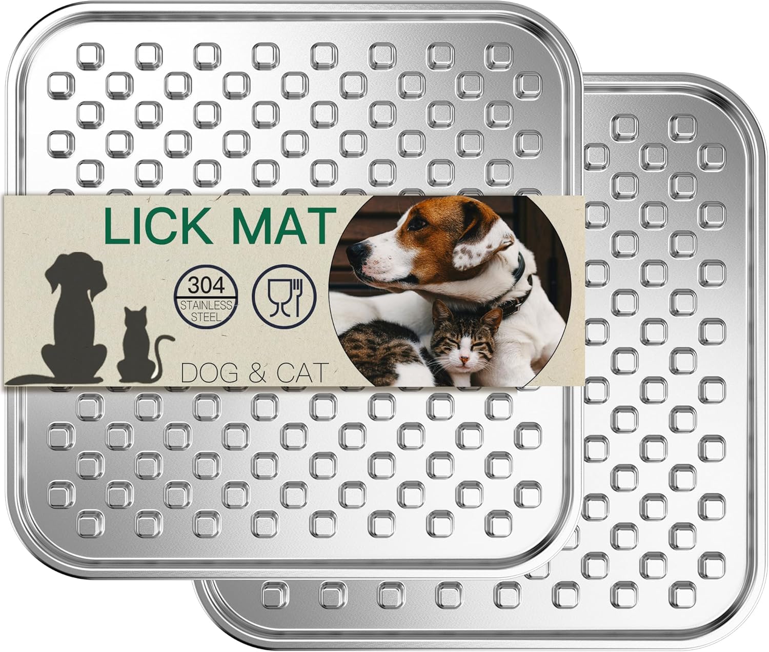 Dual Wall Stainless Steel Lick Mat for Dogs & Cats - Durable Feeder