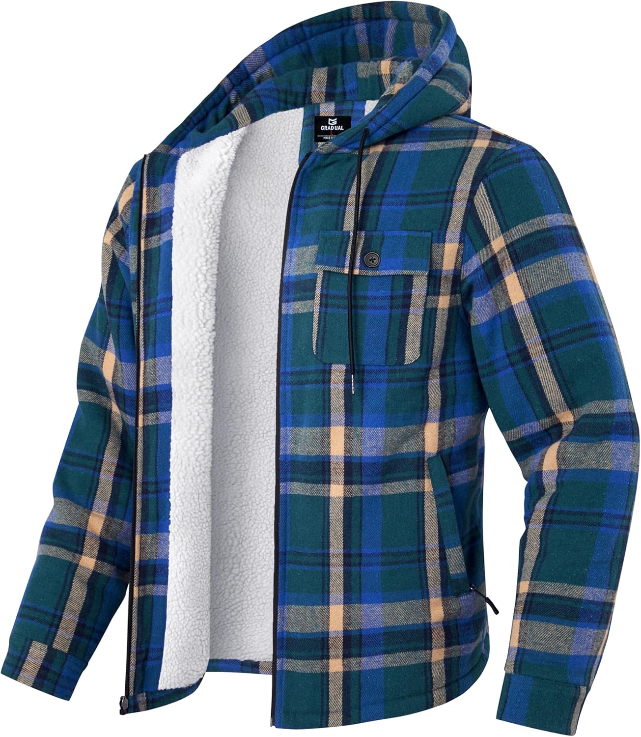 G Gradual Men's Flannel Jacket Warm Winter Hoodies with Pockets