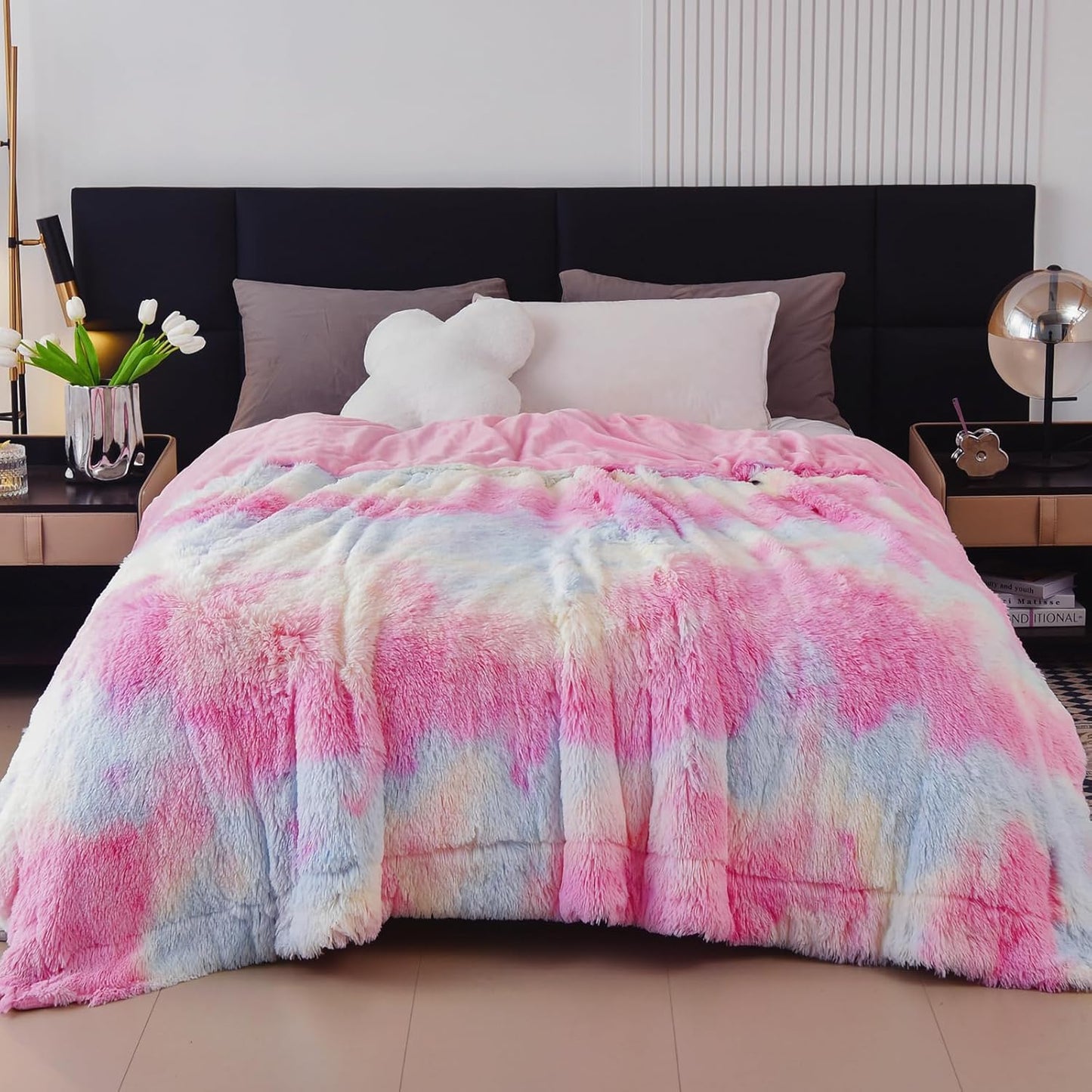 GONAAP Fuzzy Faux Fur Throw Blanket for Cozy Comfort Year-Round