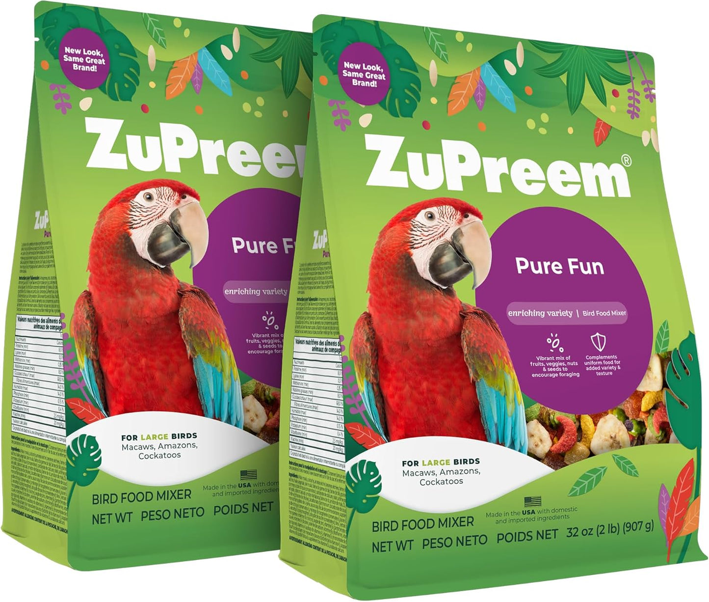 ZuPreem Pure Fun Bird Food for Large Birds - 2 lb Variety Blend