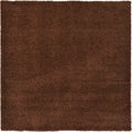 Unique Loom Solid Shag Area Rug (8 ft Square) - Soft Chocolate Brown
