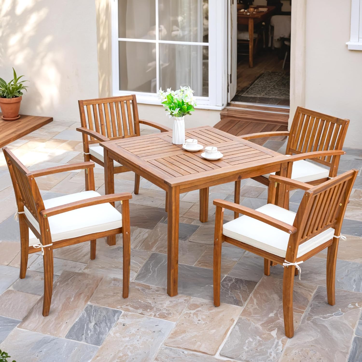 Flamaker 5 Piece Outdoor Dining Set for Stylish Patio Dining
