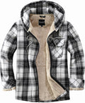 Men's Full Zip Fleece Flannel Jacket Shirt with Hood - Warm Cotton