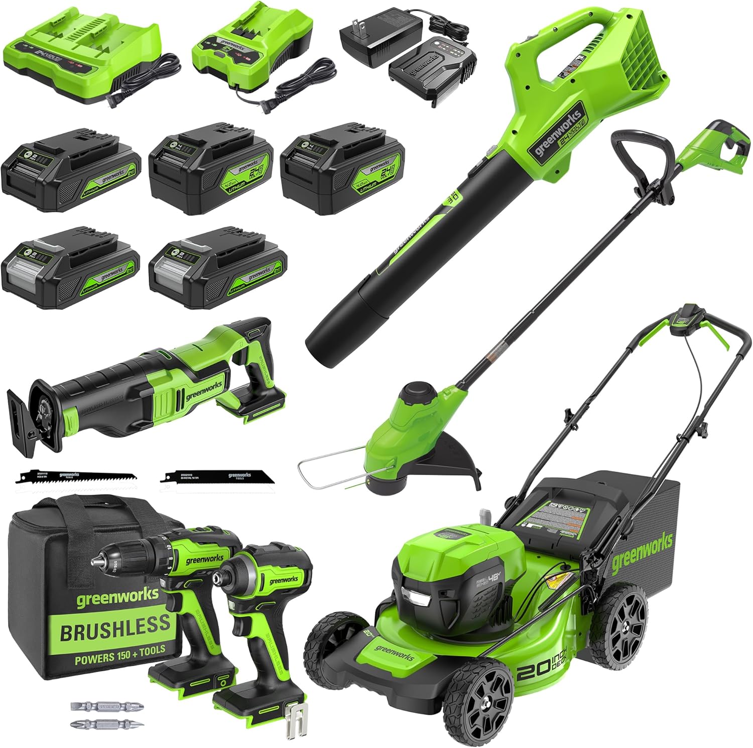Greenworks 48V Electric Lawn Mower Combo Kit for Efficient Care