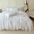 Full Size Girls Lace Bedding Set with Bow - Ruffled Duvet Cover Full