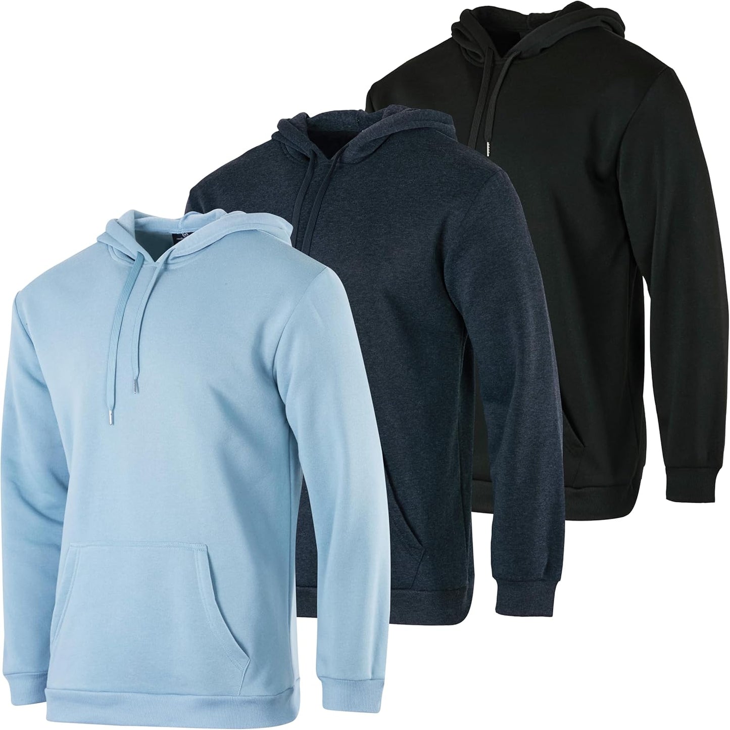 Real Essentials Men's Fleece Hoodie 3-Pack - Big & Tall Sizes