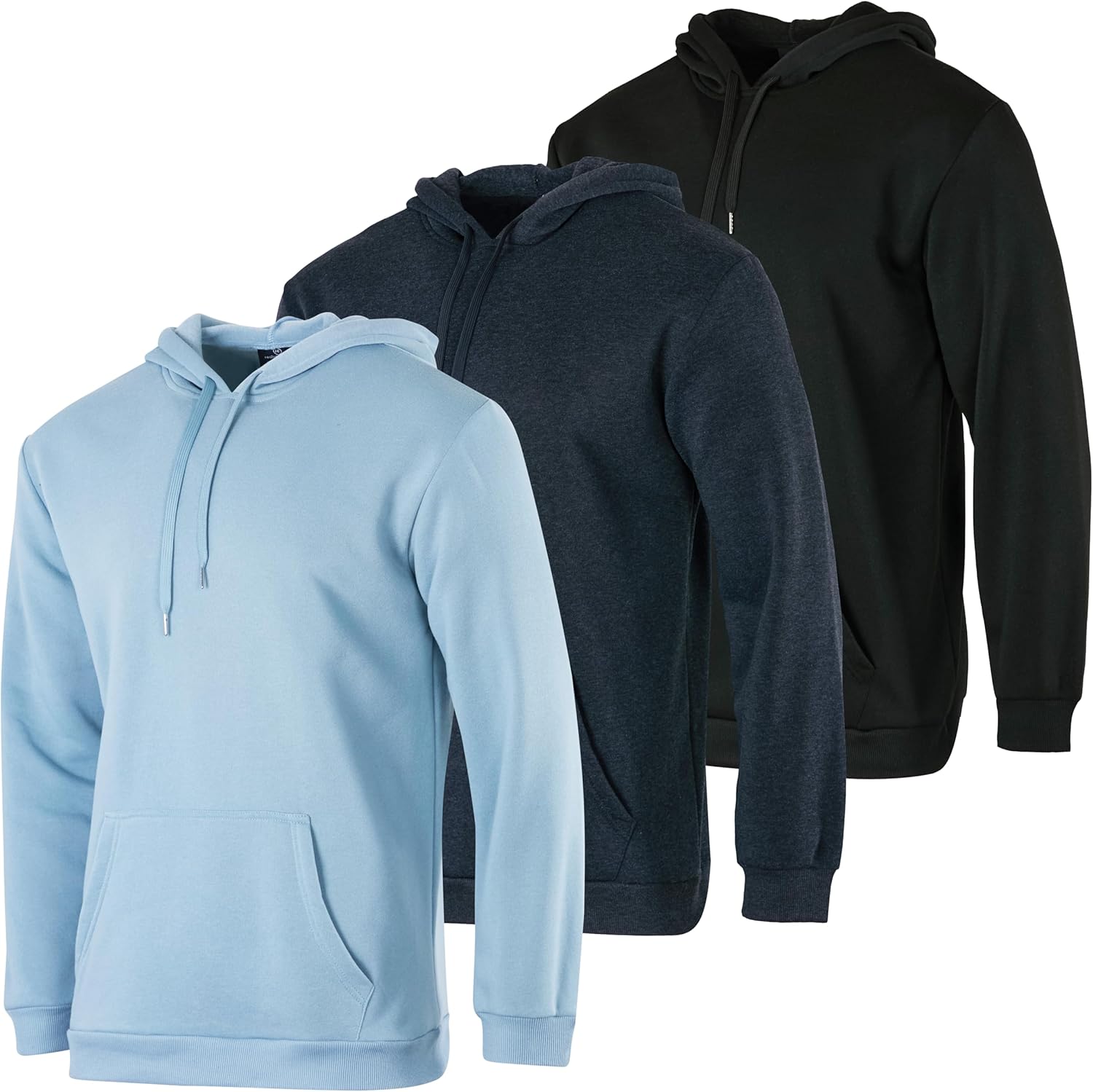 Real Essentials Men's Fleece Hoodie 3-Pack - Big & Tall Sizes