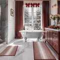 Burgundy Red Chenille Bathroom Rug Set 2 Piece - Thick Plush Mats