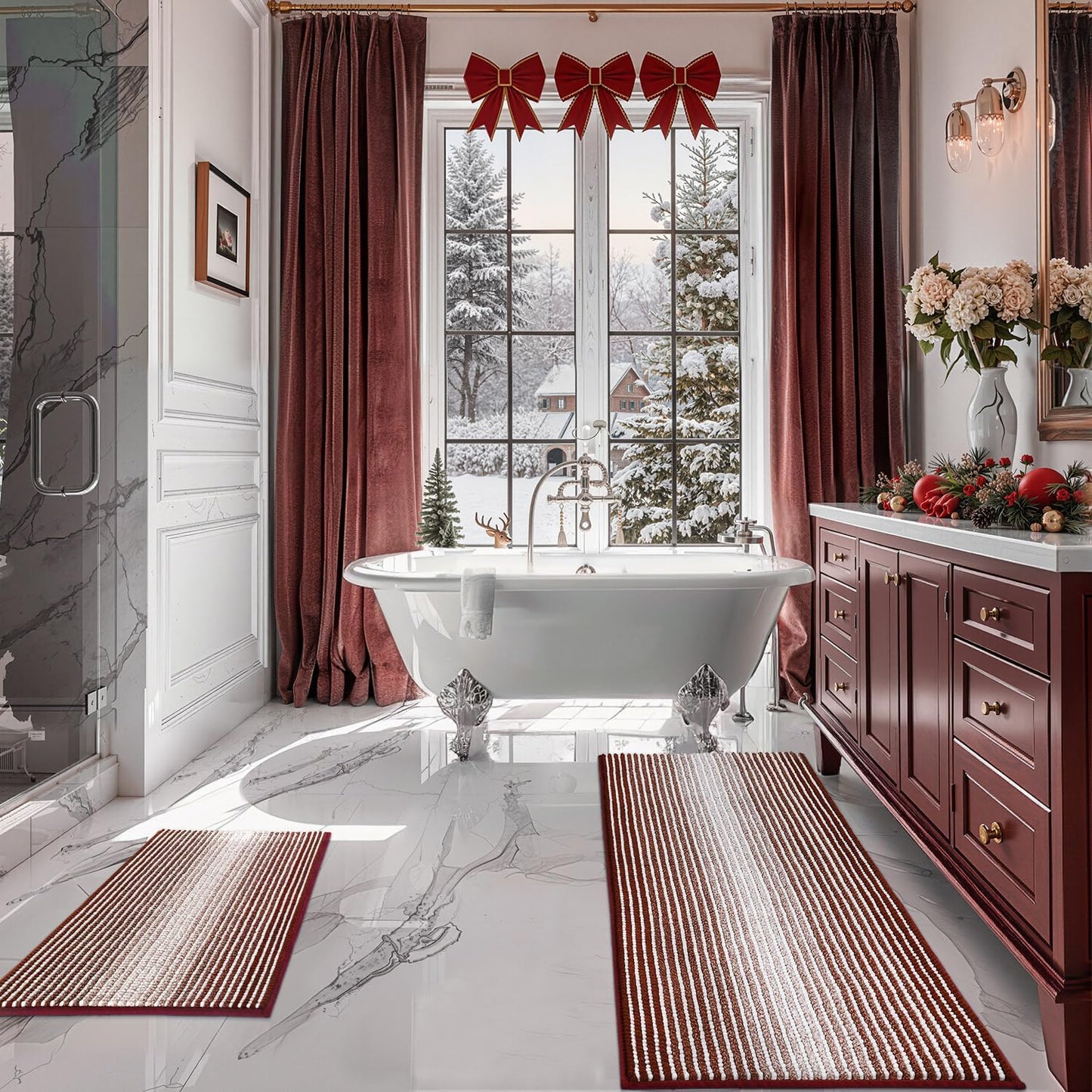 Thick Absorbent Chenille Bath Mat Set for Ultimate Comfort