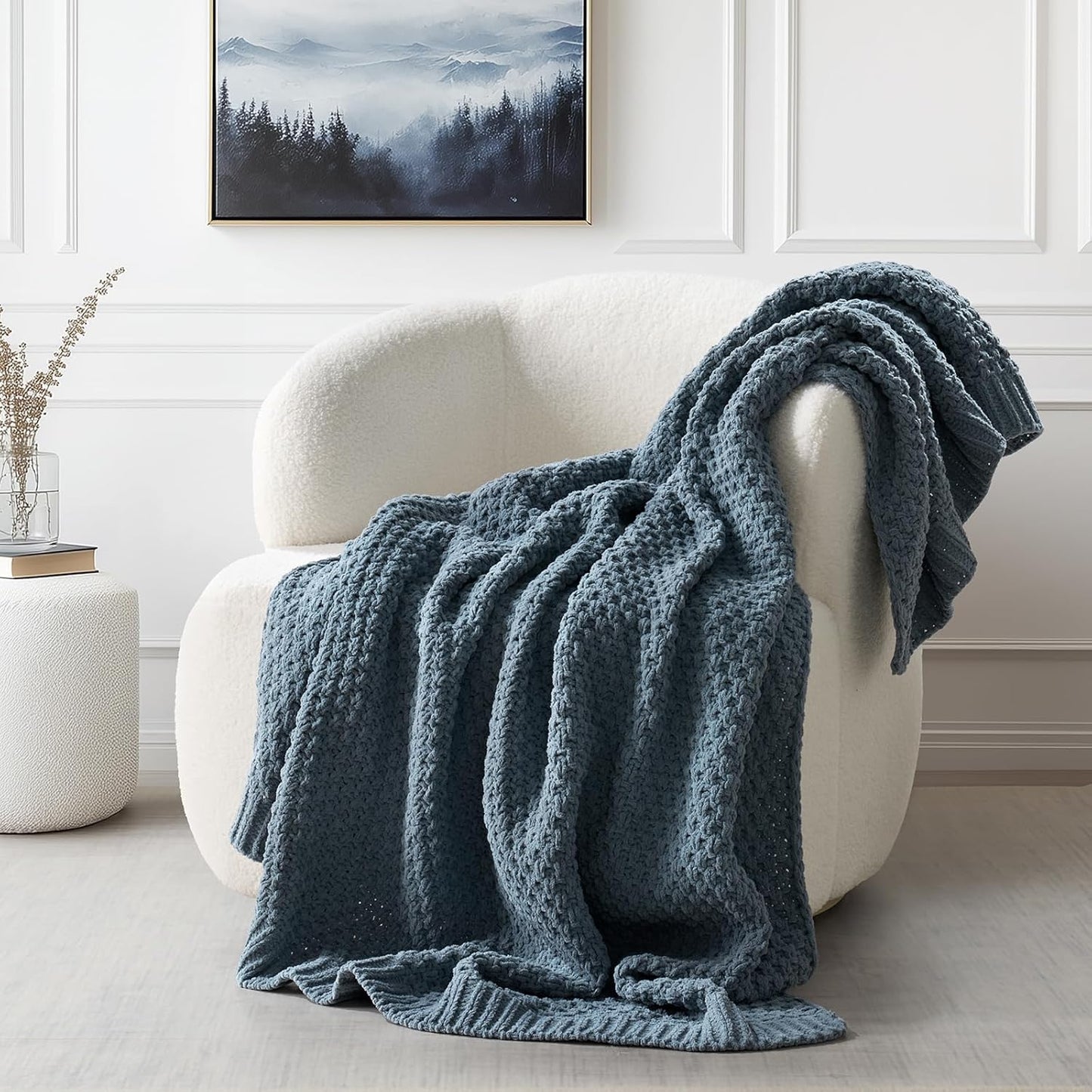 Chunky Chenille Knit Throw Blanket for Couch - Cozy & Elegant