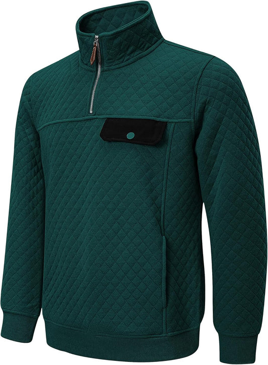 JMIERR Men's Quilted Sweatshirt for Casual Outdoor Style