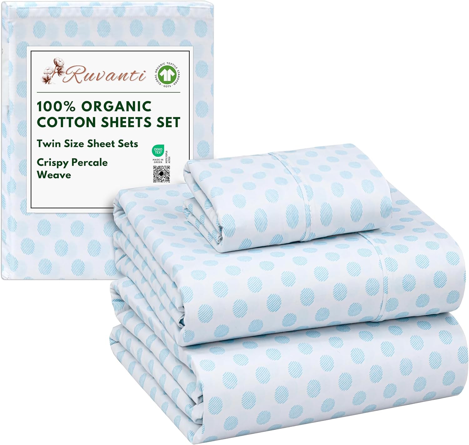 100% Organic Cotton Twin Size Sheets with Deep Pocket Fit