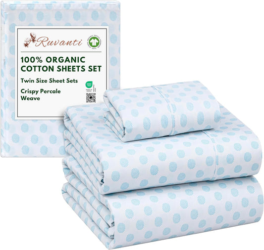 100% Organic Cotton Twin Size Sheets with Deep Pocket Fit