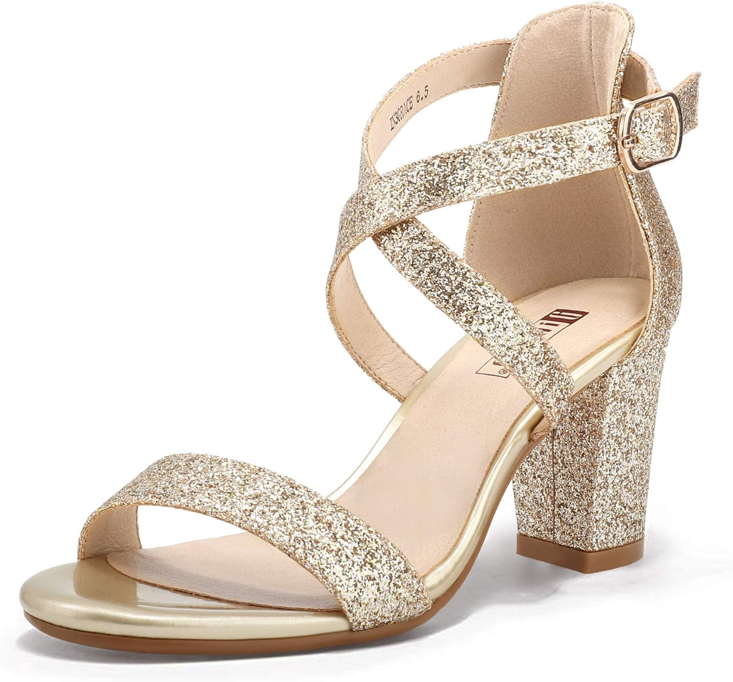 IDIFU Women's Grace Strappy Block Heels Sandals for Comfort