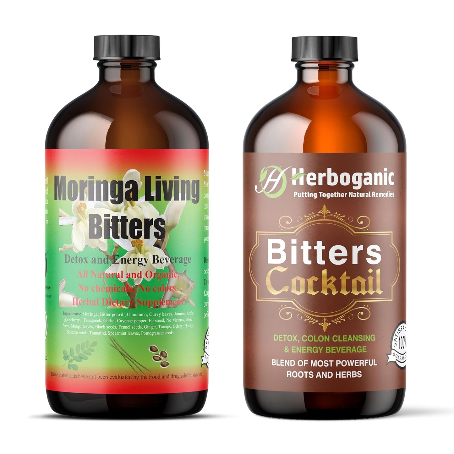 Herboganic Moringa Living Bitters Duo | Health Boost | 2x16 Oz