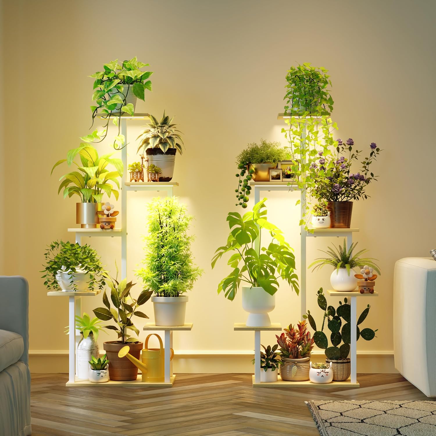 Indoor Plant Stand with Grow Lights for Corner Spaces