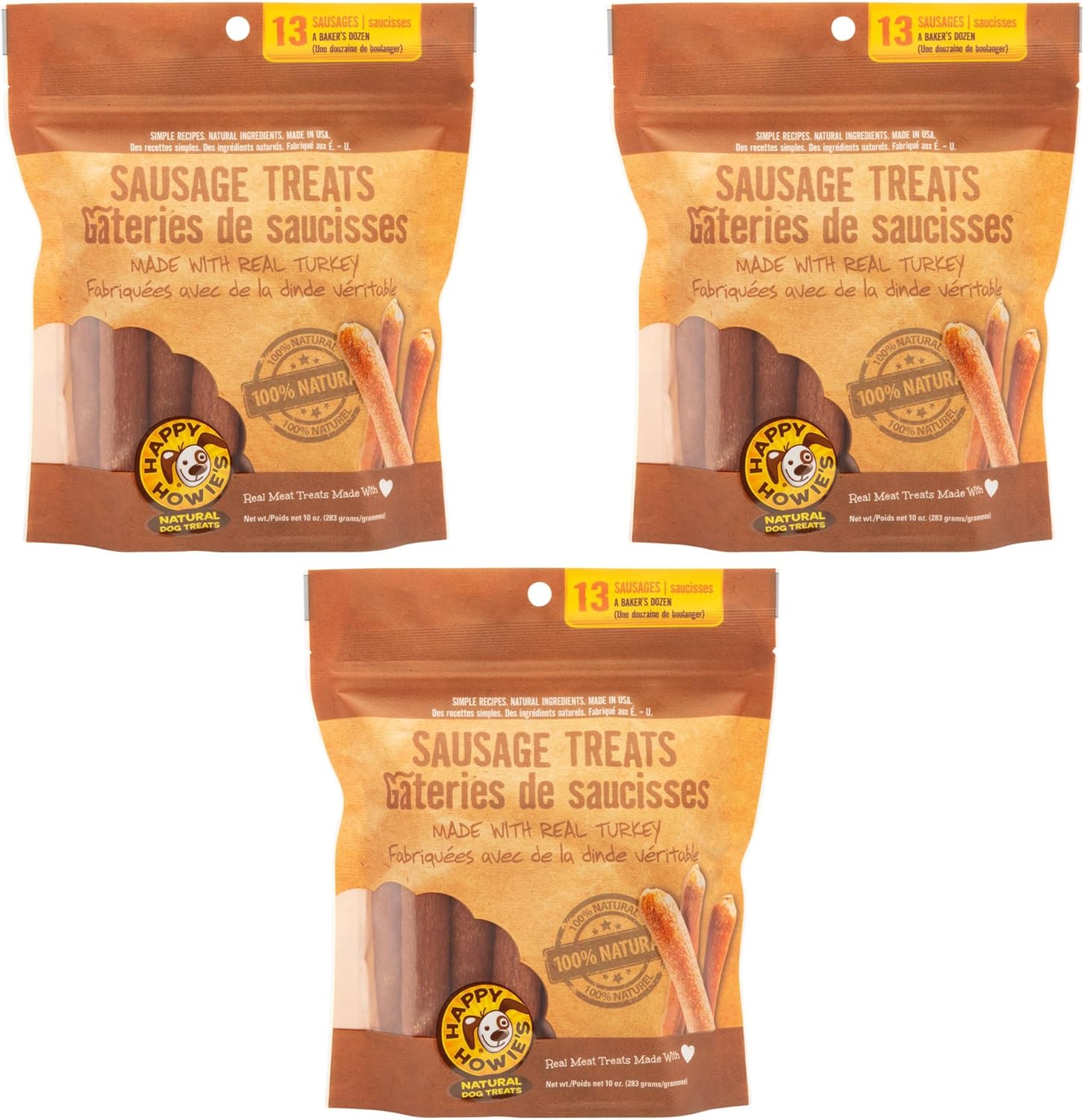 Happy Howie's Turkey Sausage Treats - Healthy Chewy Dog Snacks
