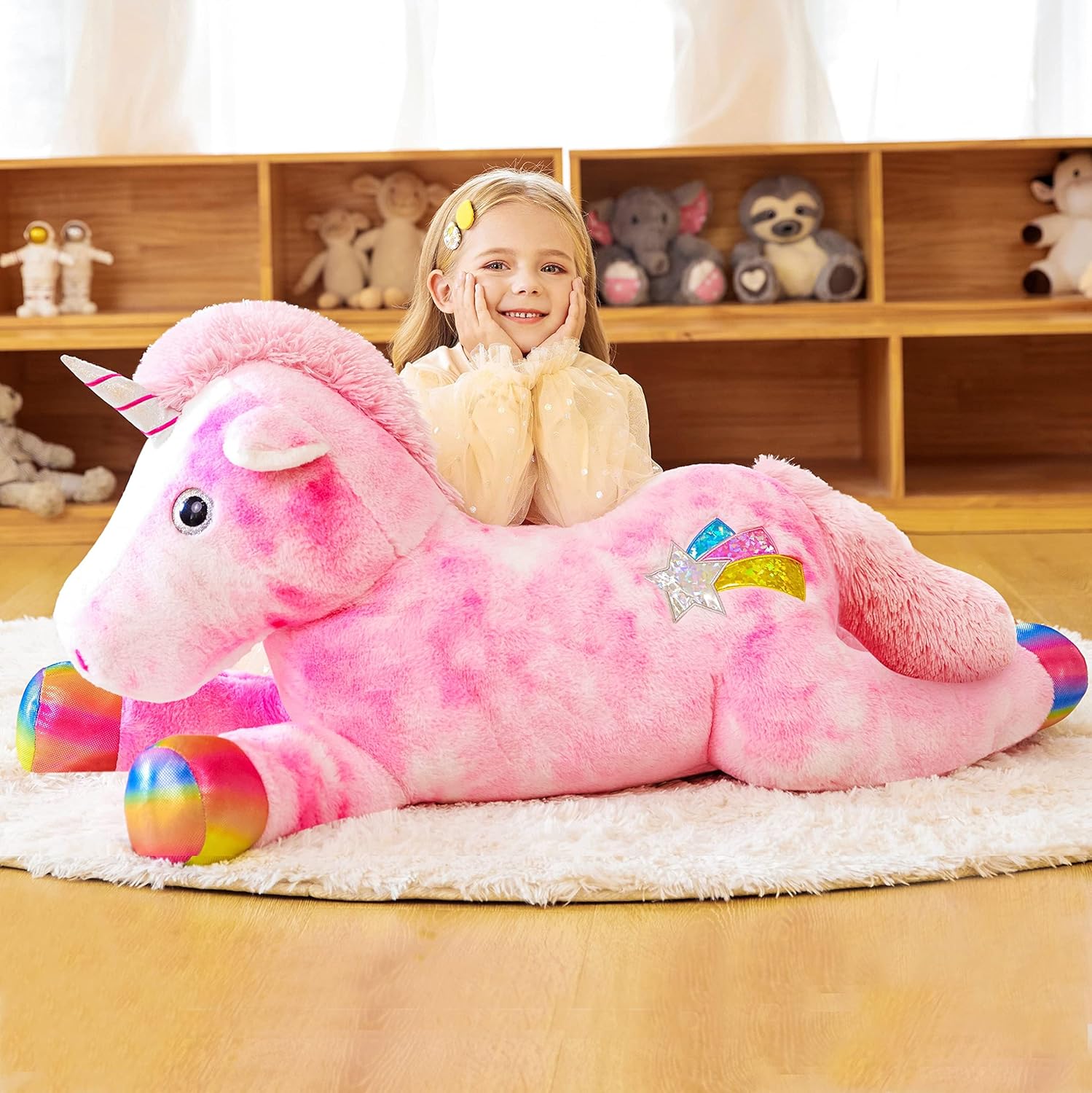 EARTHSOUND Giant Unicorn Stuffed Animal Plush Toy for Kids