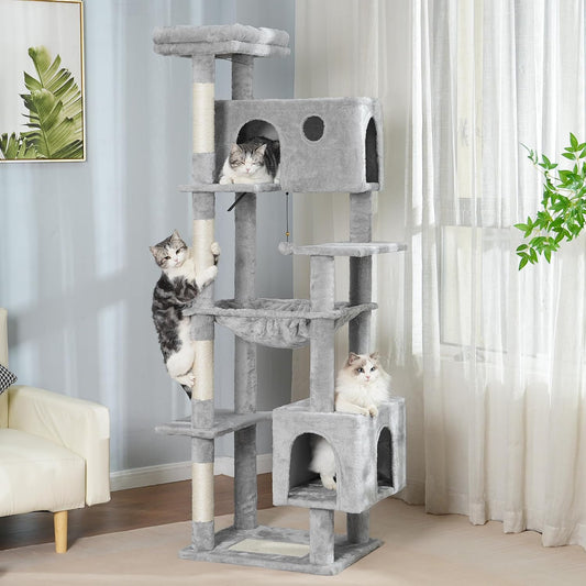 72 Cat Tree for Large Cats with Spacious Hammock and Condo