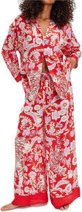 Women Satin Pajama Set Floral Silk Pajamas 2 Piece - Soft Satin Lounge
