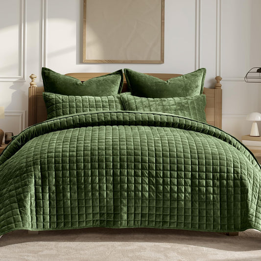 RECYCO Luxury Velvet Quilt Set for Full Queen Size Bedding
