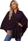 Women's Elegant Shawl Wrap Poncho - Soft Double Knit Wrap