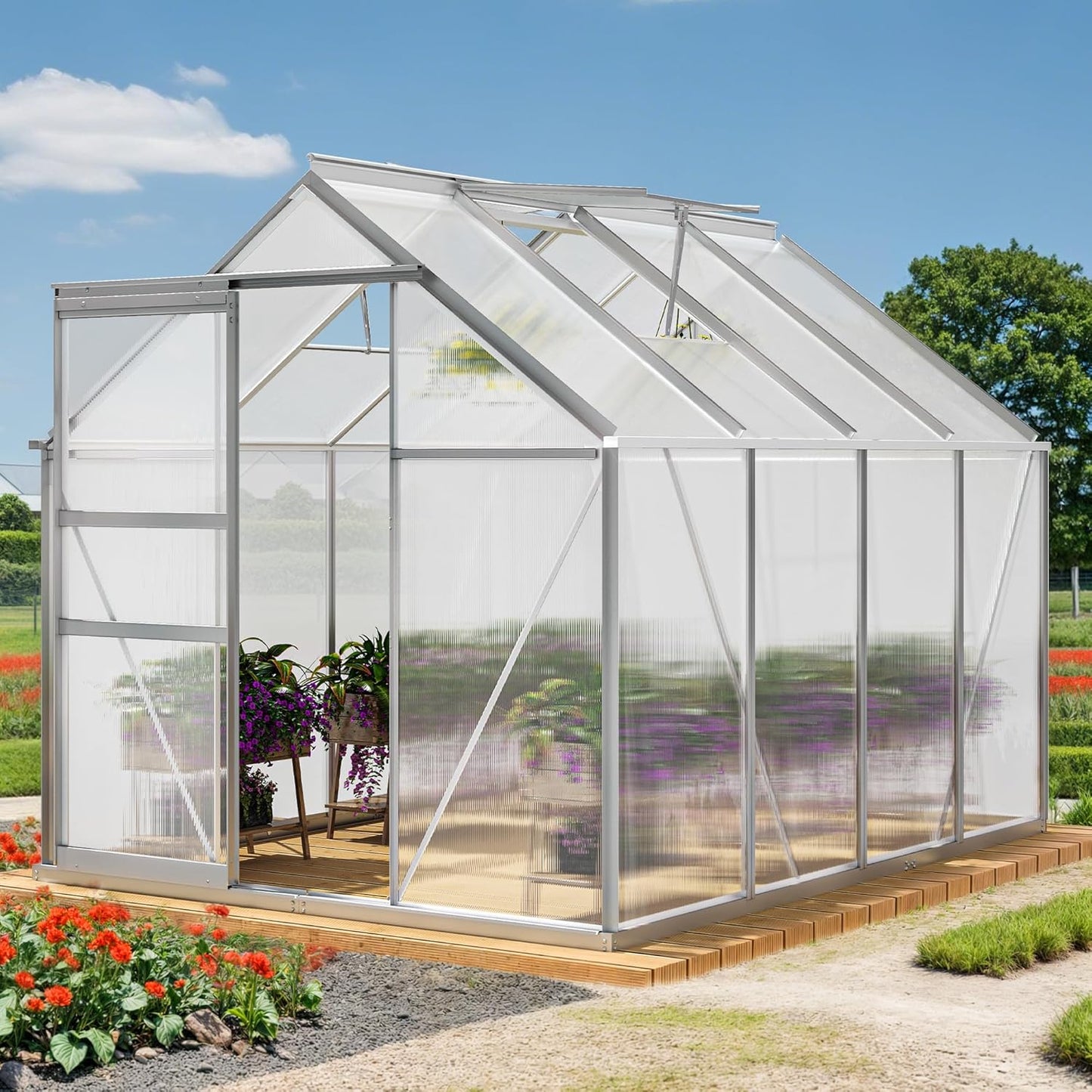 YITAHOME 6x8FT Polycarbonate Greenhouse for Year-Round Gardening