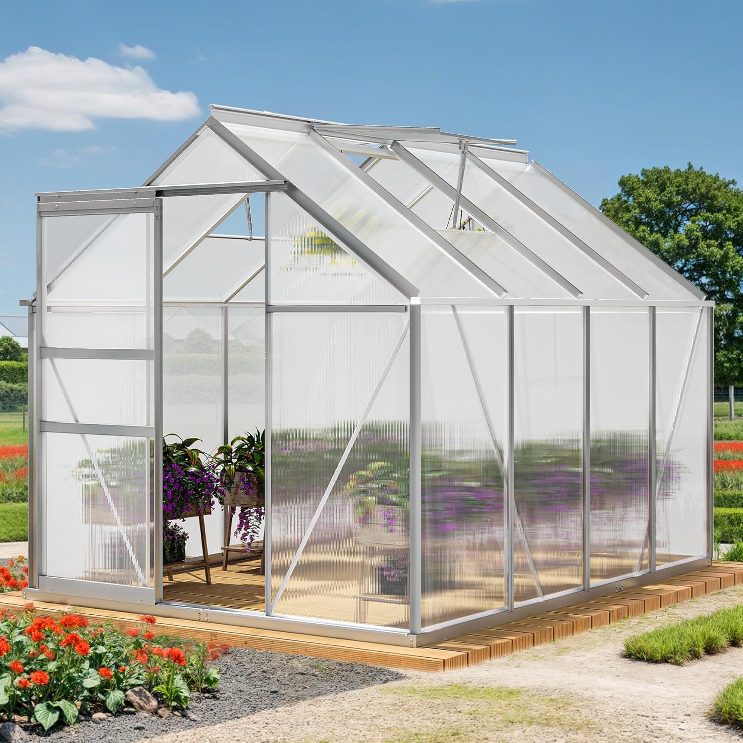 YITAHOME 6x8FT Polycarbonate Greenhouse for Year-Round Gardening