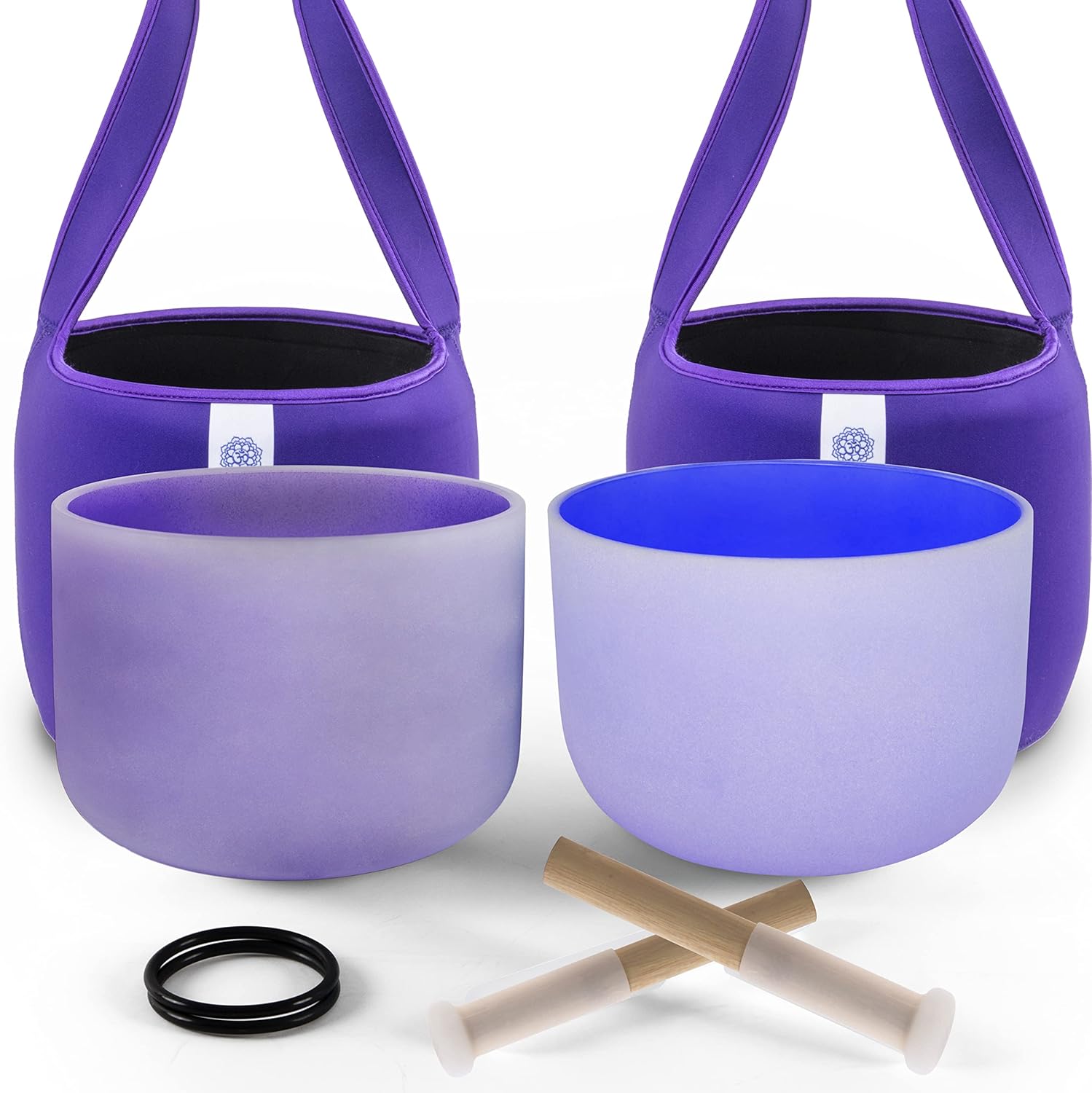 FMYT 10in Crystal Singing Bowls Set for Meditation and Healing