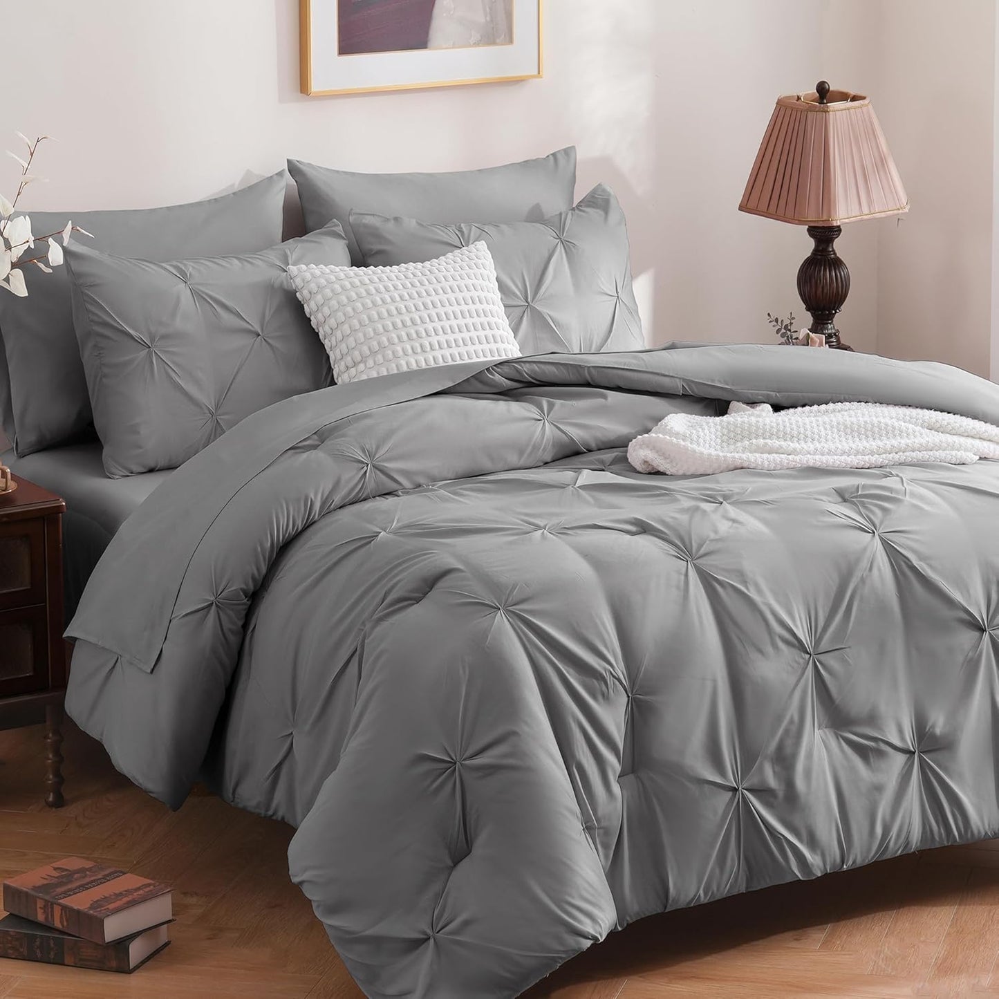 DOWNCOOL 7 Pieces Grey Full Size Comforter Sets Review