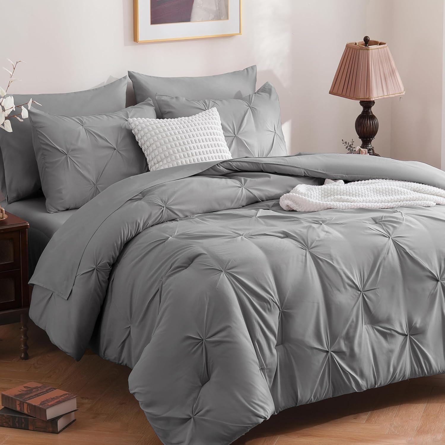 DOWNCOOL 7 Pieces Grey Full Size Comforter Sets Review