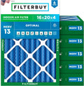 Filterbuy 16x20x4 Air Filter MERV 13 Optimal Smoke & Allergy Defense