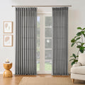 Grey Pinch Pleated Curtains 100 in Long 2 Panels - Soft Linen Texture