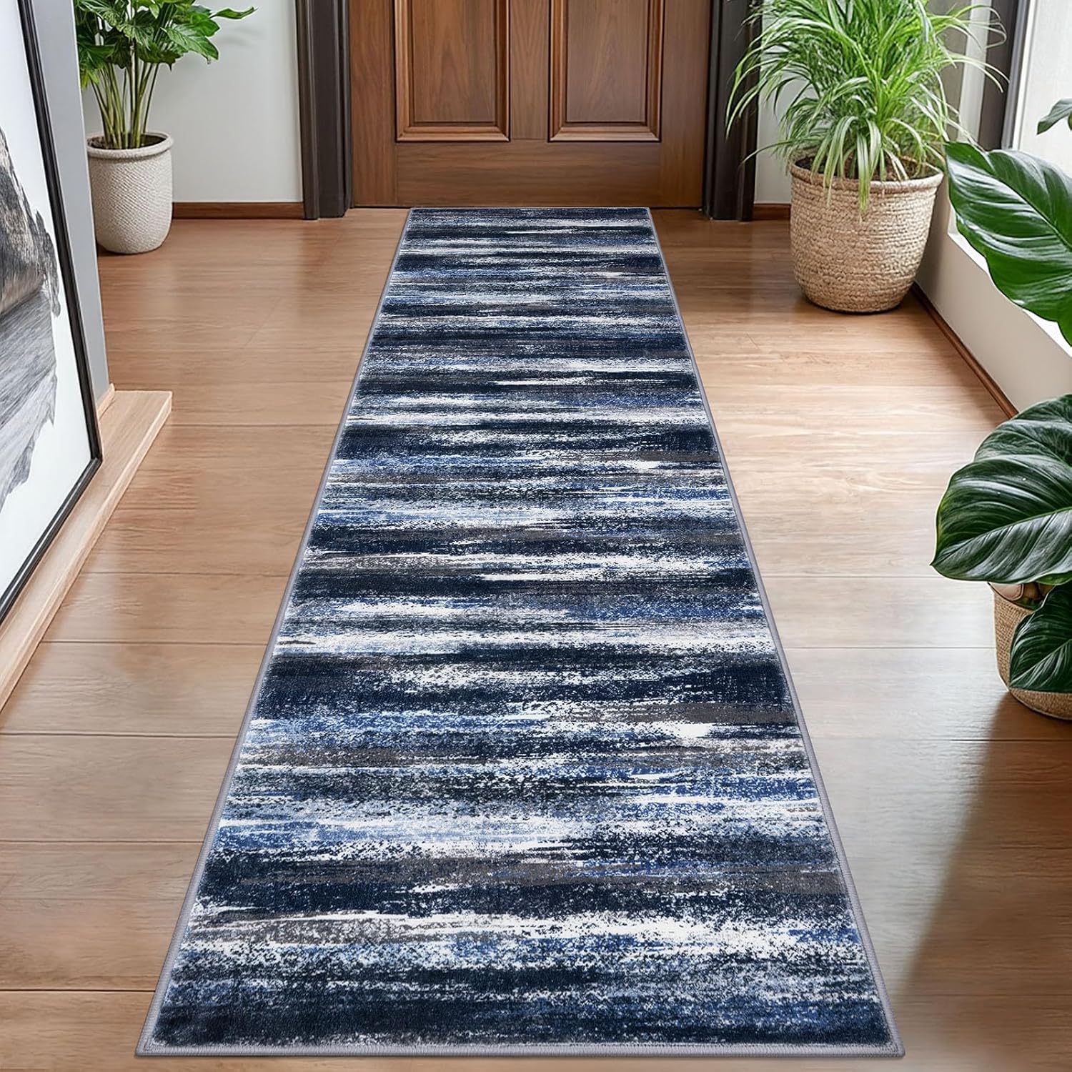 Modern Abstract Hallway Runner Rug for Entryway and Kitchen