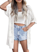 Lightweight Crochet Cardigan Short Sleeve Kimono - Summer Cover Up