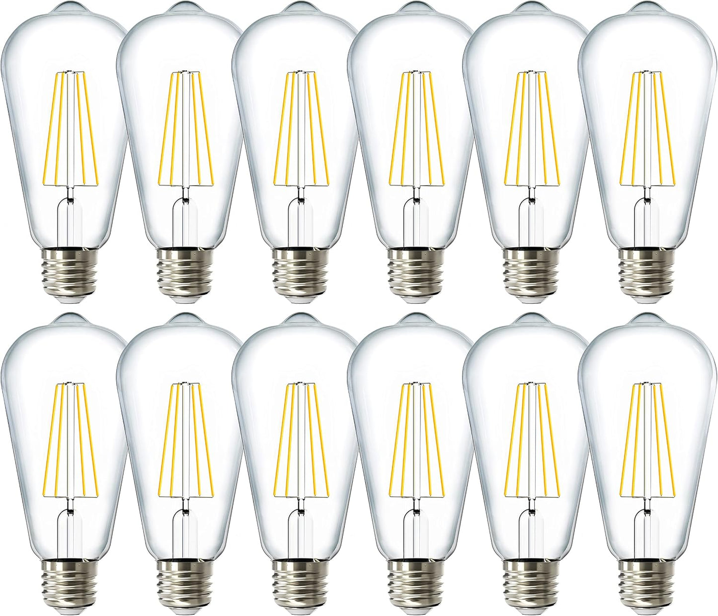 Sunco 12 Pack Edison Bulbs LED ST64 for Vintage Lighting Needs