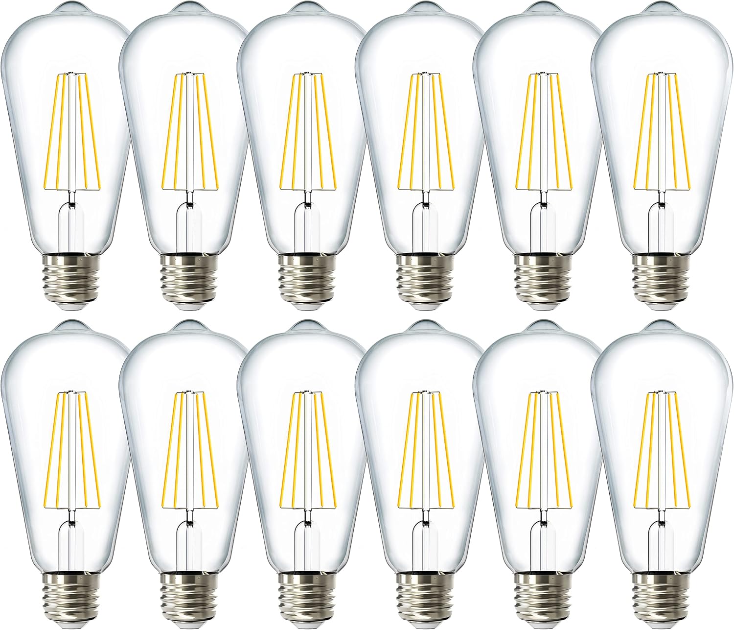 Sunco 12 Pack Edison Bulbs LED ST64 for Vintage Lighting Needs