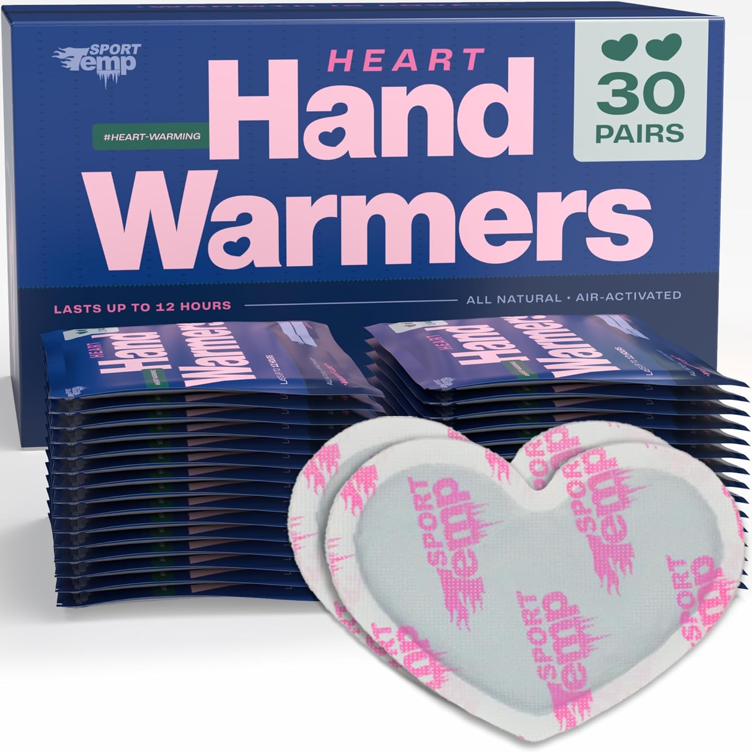 Heart Shape Hand Warmers - 30 Pairs of Long Lasting Heat