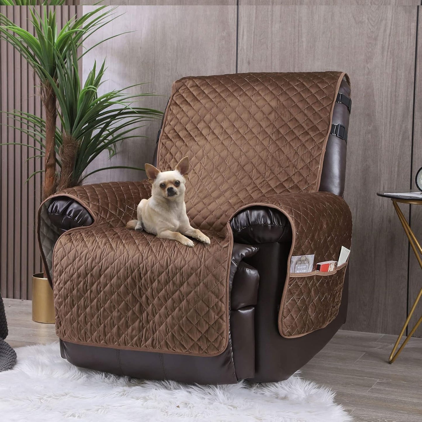 Waterproof Velvet Recliner Cover with Non-Slip Protection - Brown - 23 - LUFEIJIASHI