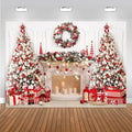 Christmas Fireplace Backdrop 10x7 ft Photo Background - Realistic