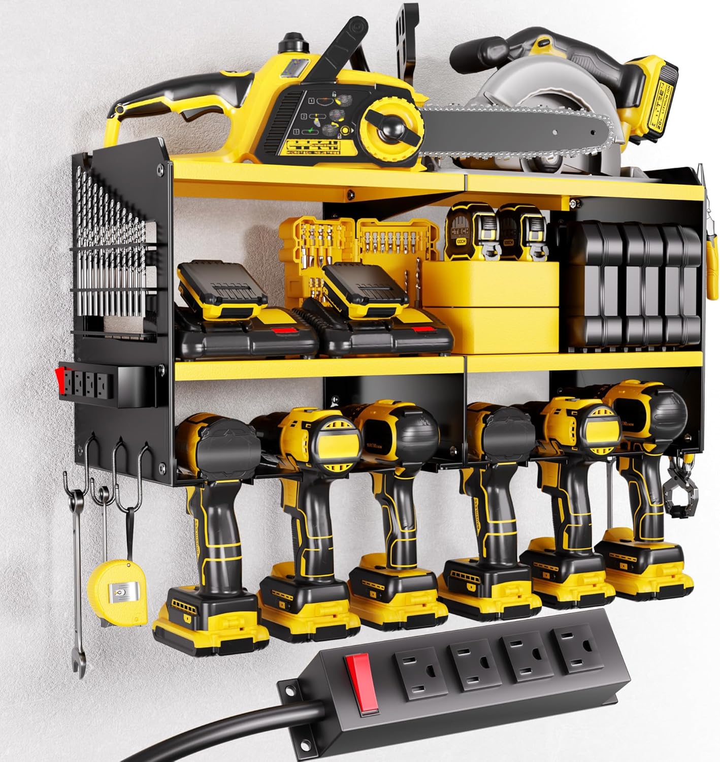Large Power Tool Organizer Wall Mount with Charging Station