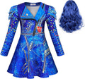 Girls Halloween Costume Zipper Jacket Long Sleeve Dress - Movie